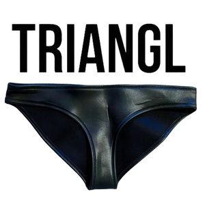TRIANGL Black Leather Look Bikini Bottoms - Size M
